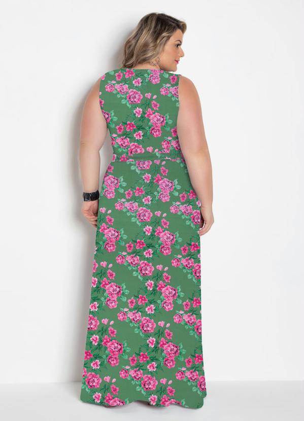 Marguerite - Vestido Longo Transpassado Plus Size Floral 2