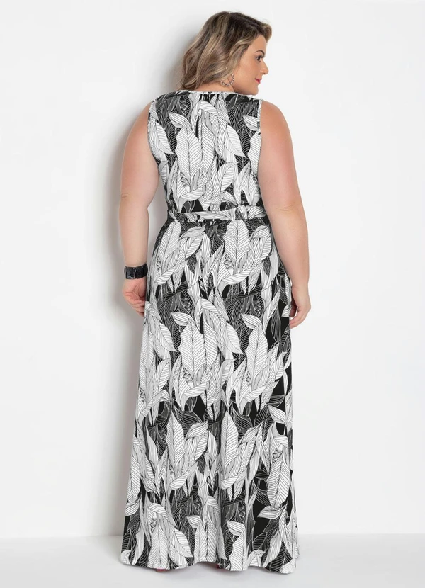 Marguerite - Vestido Longo Transpassado Plus Size Folhagem 2