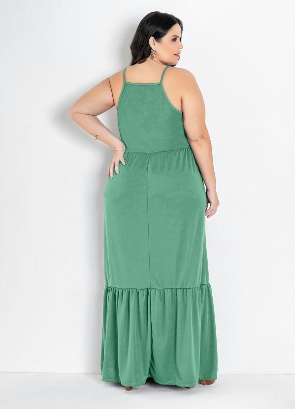 Marguerite - Vestido Longo Verde Menta com Babado Plus Size 4