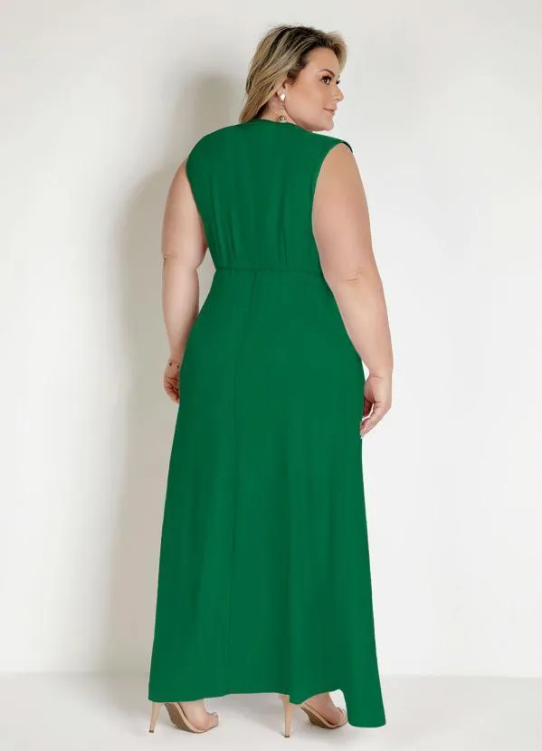 Marguerite - Vestido Longo Verde Transpassado Plus Size 2