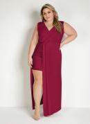 Vestido Longo Vermelho Plus Size com Transpasse