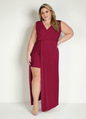 Vestido Longo (Vermelho) Plus Size com Transpasse