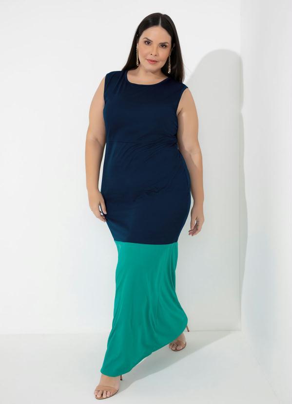 Marguerite - Vestido Marinho e Turquesa Plus Size
