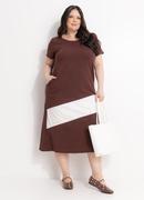Vestido Marrom e Off em Algodão