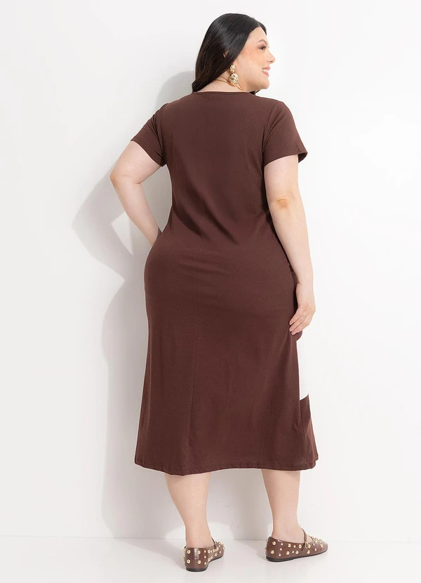 Marguerite - Vestido Marrom e Off em Algodão 5