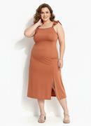 Vestido Marrom em Malha de Poliéster