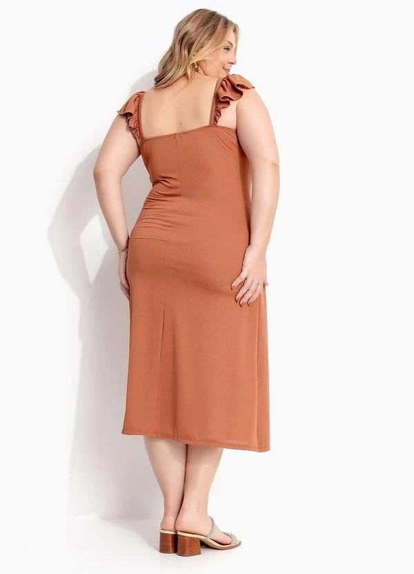 Marguerite - Vestido Marrom em Malha de Poliéster 2