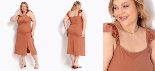 Vestido Marrom em Malha de Polister