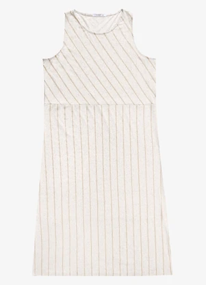 Secret Glam - Vestido Midi Viscolinho Listras Bege - SECRET GLAM