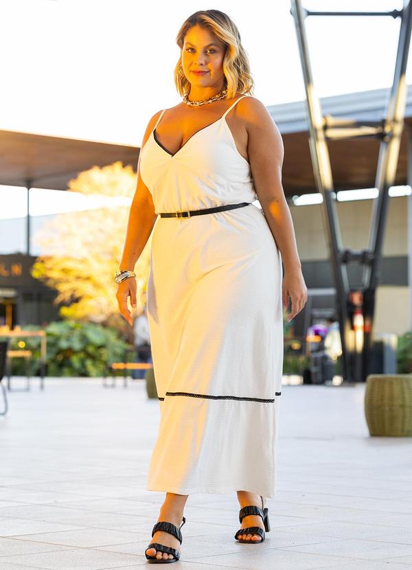 Marguerite - Vestido Off White em Malha Texturizada Poá. 2