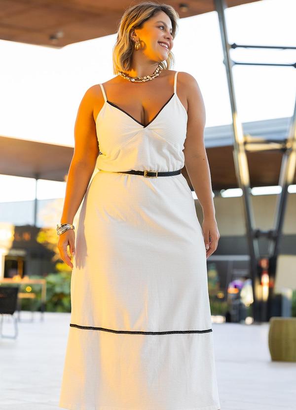 Marguerite - Vestido Off White em Malha Texturizada Poá. 5