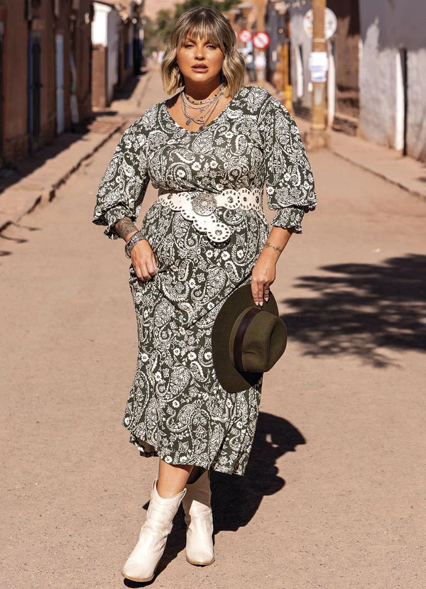 Marguerite - Vestido Paisley em Malha de Viscose