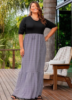 Marguerite - Vestido Pied de Poule em Malha Crepe - MARGUERITE