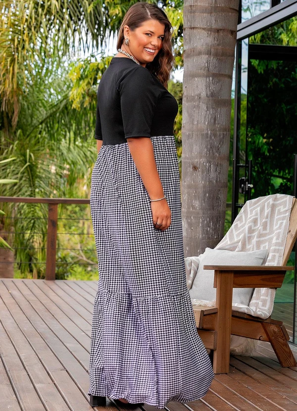 Marguerite - Vestido Pied de Poule em Malha Crepe 2