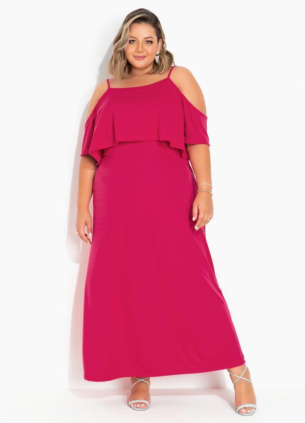 Marguerite - Vestido Pink com Alças e Mangas Plus Size