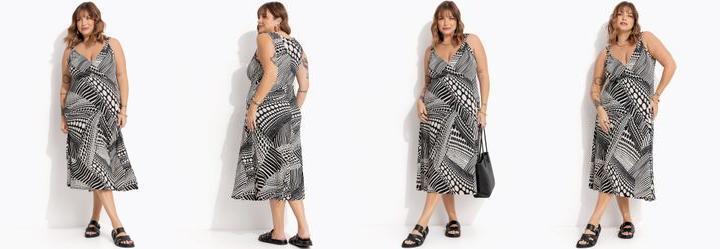 Vestido Po Abstrato em Canelado