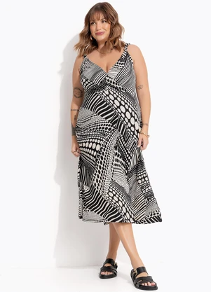 Marguerite - Vestido Poá Abstrato em Canelado - MARGUERITE