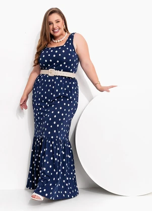 Marguerite - Vestido Poá Marinho em Malha Fria - MARGUERITE