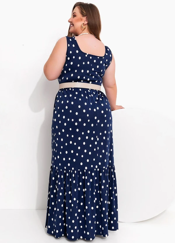 Marguerite - Vestido Poá Marinho em Malha Fria 3