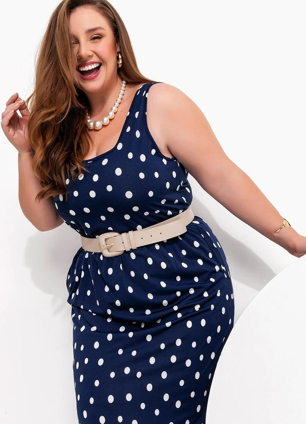 Marguerite - Vestido Poá Marinho em Malha Fria 4