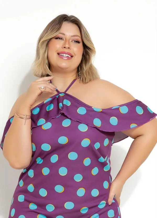 Marguerite - Vestido Poá Pink com Babadinhos Plus Size 1