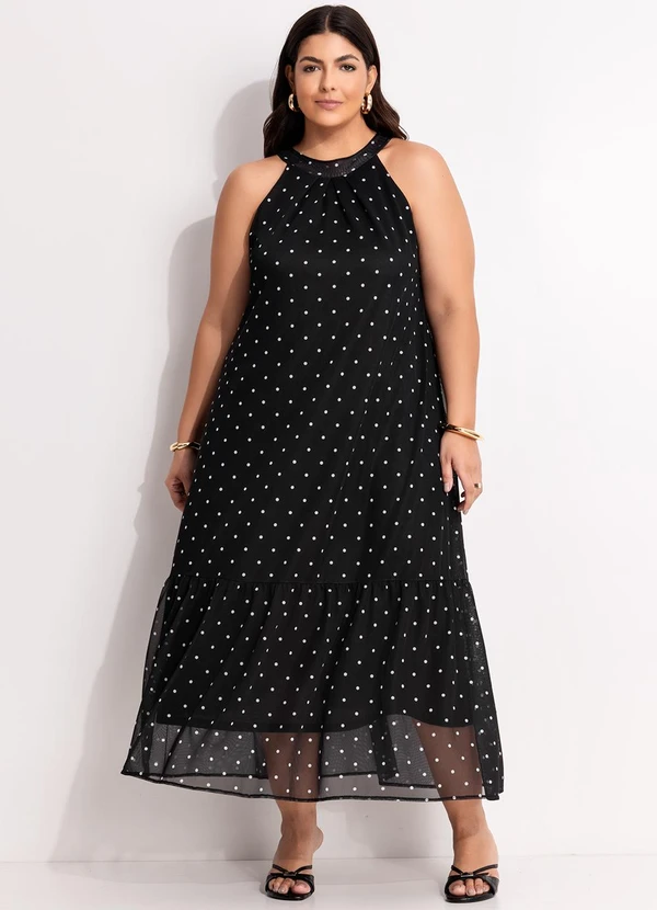 Marguerite - Vestido Poá Preto e Branco em Tule 5