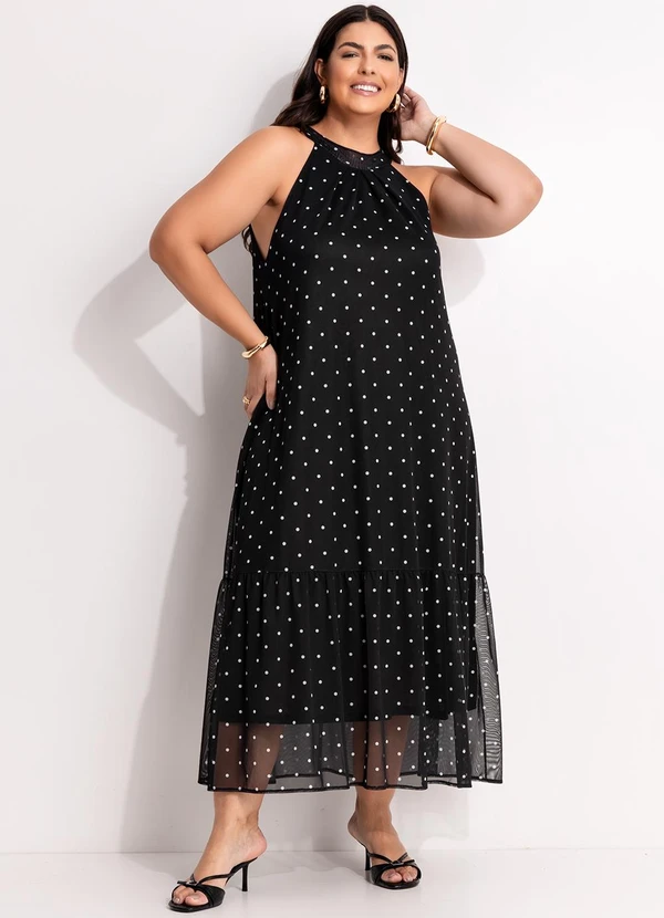Marguerite - Vestido Poá Preto e Branco em Tule 7