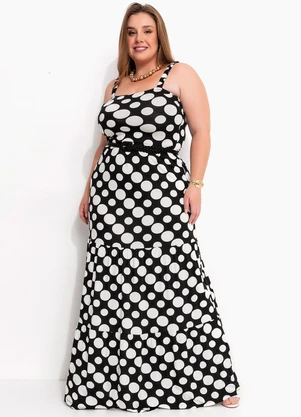 Marguerite - Vestido Poá Preto em Malha de Viscose - MARGUERITE