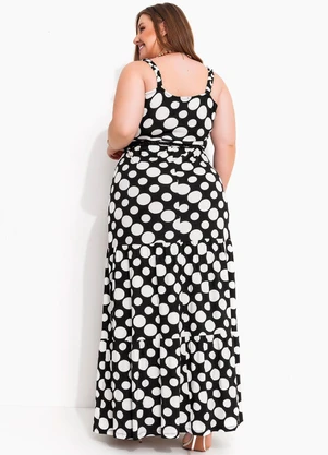 Marguerite - Vestido Poá Preto em Malha de Viscose - MARGUERITE