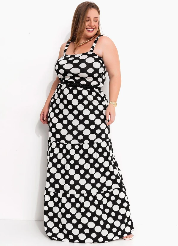 Marguerite - Vestido Poá Preto em Malha de Viscose 3