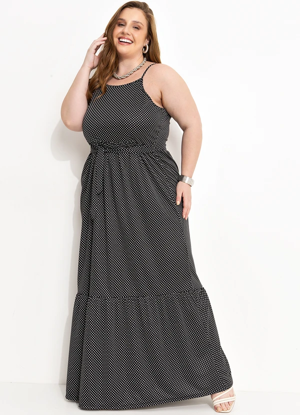 Marguerite - Vestido Poá Preto em Malha