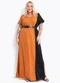 Marguerite - Vestido Azul Marinho em Malha - variação: Preto e Caramelo