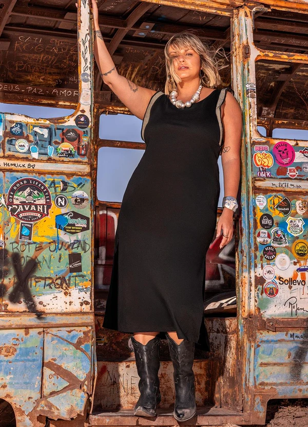 Marguerite - Vestido Preto em Algodão 8