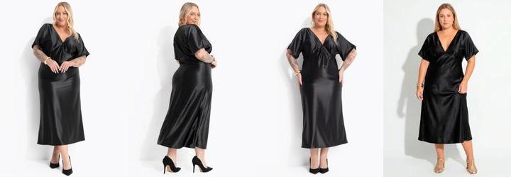 Vestido Preto em Malha Acetinada Encorpada