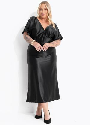 Vestido (Preto) em Malha Acetinada Encorpada
