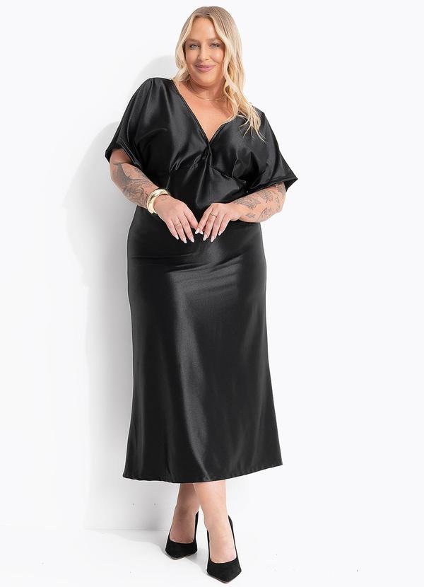 Vestido (Preto) em Malha Acetinada Encorpada