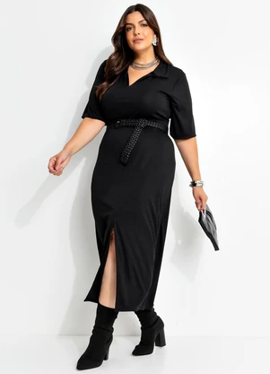 Vestido Preto em Malha Marguerite