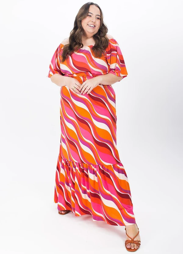 Marguerite - Vestido Psicodélico Rosa em Poliflex 7