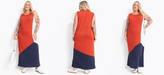 Vestido Tricolor em Malha Suede