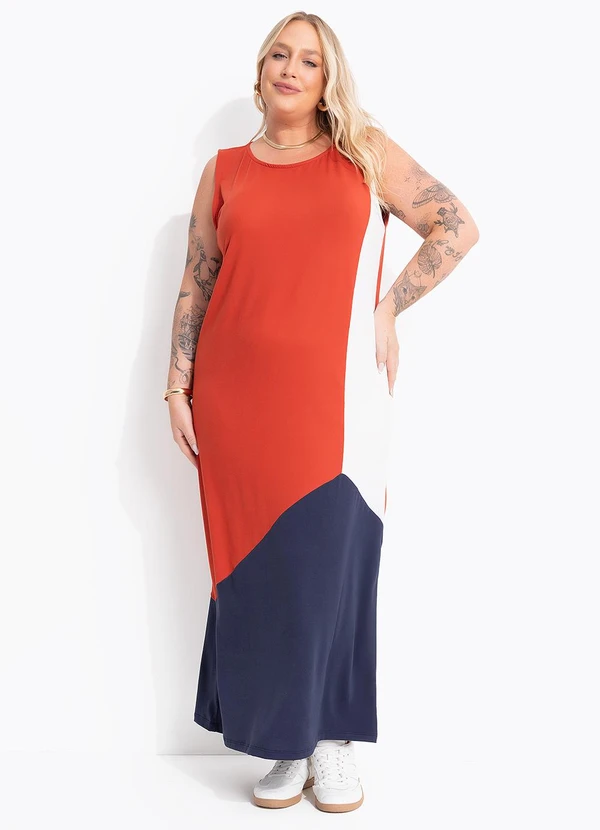 Marguerite - Vestido Tricolor em Malha Suede 3