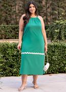 Vestido Verde em Malha de Algodo Penteado