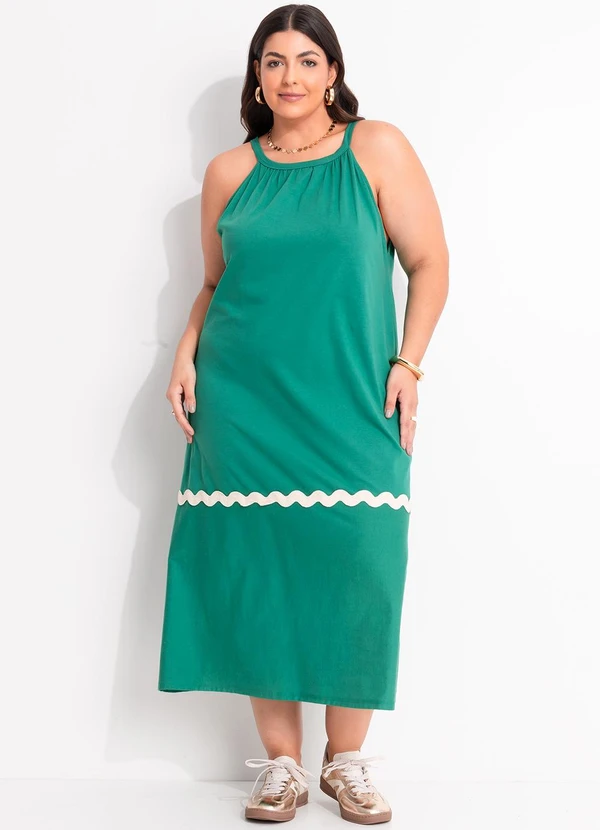 Marguerite - Vestido Verde em Malha de Algodão Penteado 9