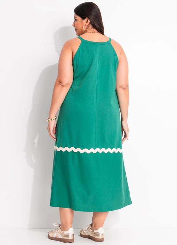 Marguerite - Vestido Verde em Malha de Algodão Penteado 10