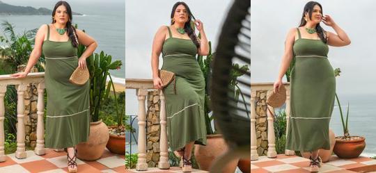 Vestido Verde Militar em Malha de Algodo