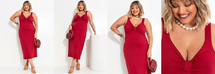 Vestido Vermelho em Malha de Viscose