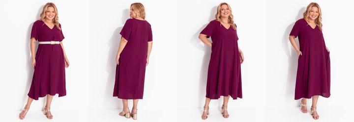 Vestido Vinho em Tecido Plano Leve