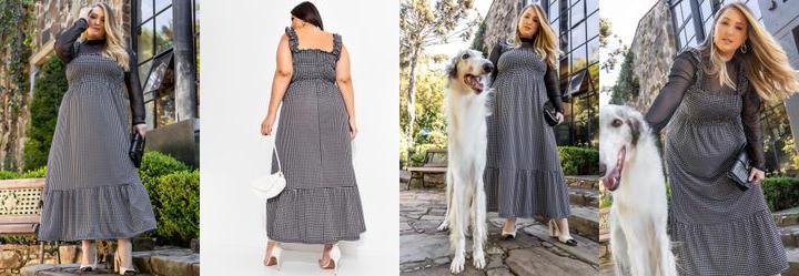 Vestido Xadrez Preto e Branco em Malha