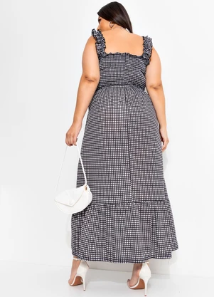 Marguerite - Vestido Xadrez Preto e Branco em Malha - MARGUERITE