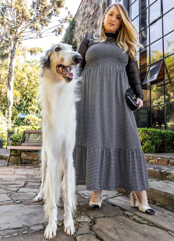 Marguerite - Vestido Xadrez Preto e Branco em Malha 3