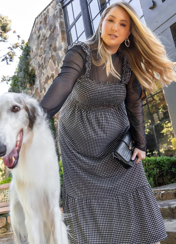 Marguerite - Vestido Xadrez Preto e Branco em Malha 5